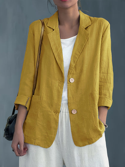 Women’s Relaxed Blazer – Two-Button Front with Roll-Up Sleeves