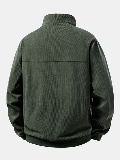 Men’s Corduroy Quarter-Zip Sweatshirt – Relaxed Raglan Pullover for Cooler Days