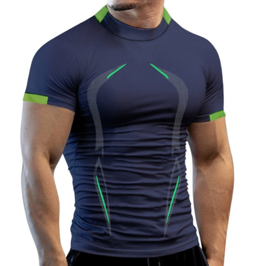 Men’s Compression Sports T-Shirt – Sculpted Short-Sleeve Training Top with Performance Panel Detailing