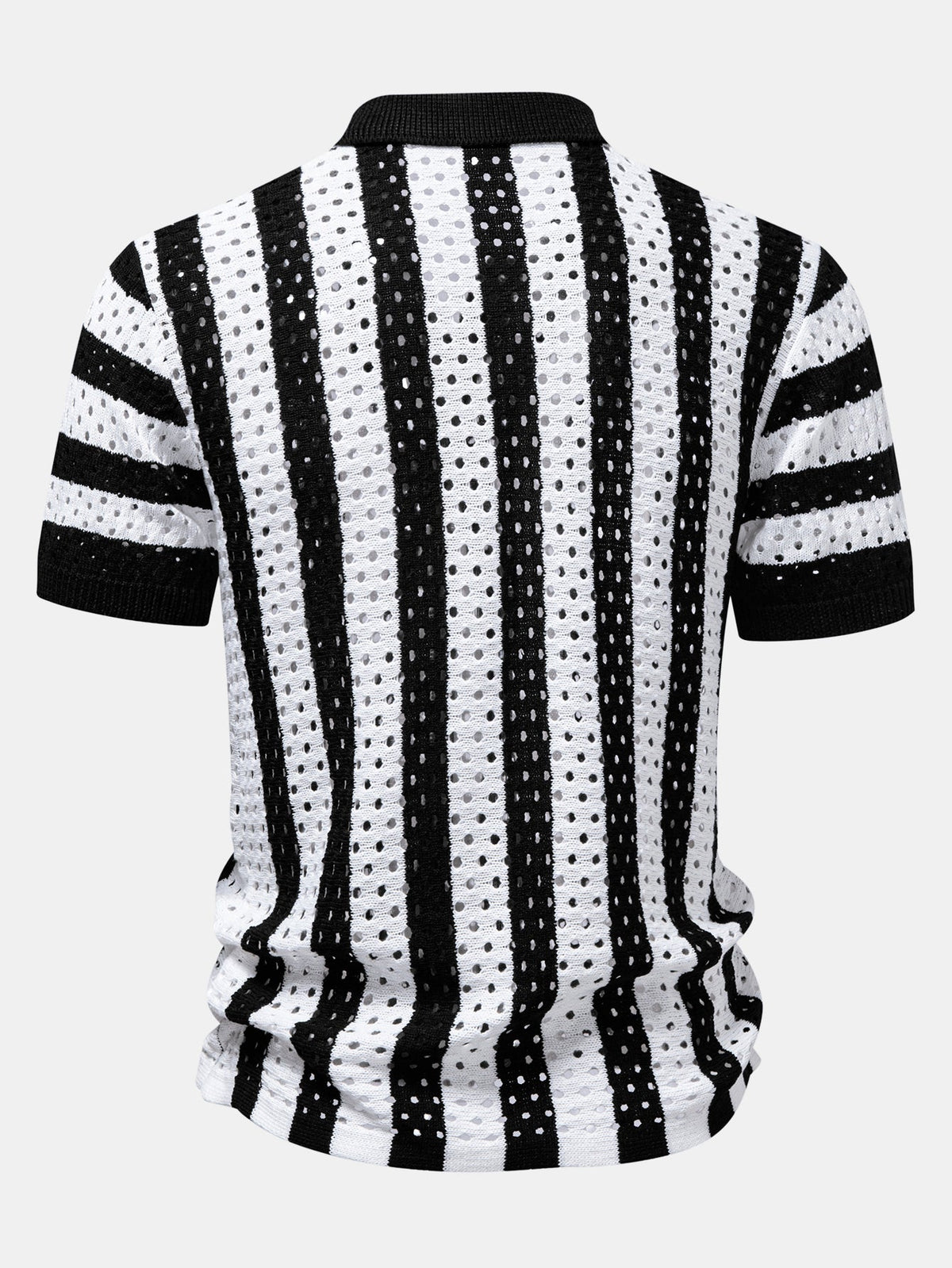 Men’s Printed Open-Knit Holiday Set – Button Shirt with Crinkle Drawstring Shorts