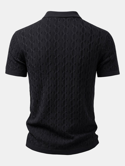 Men’s Viscose Textured Knit Shirt and Stretch Tapered Trousers – Smart Casual Summer Set