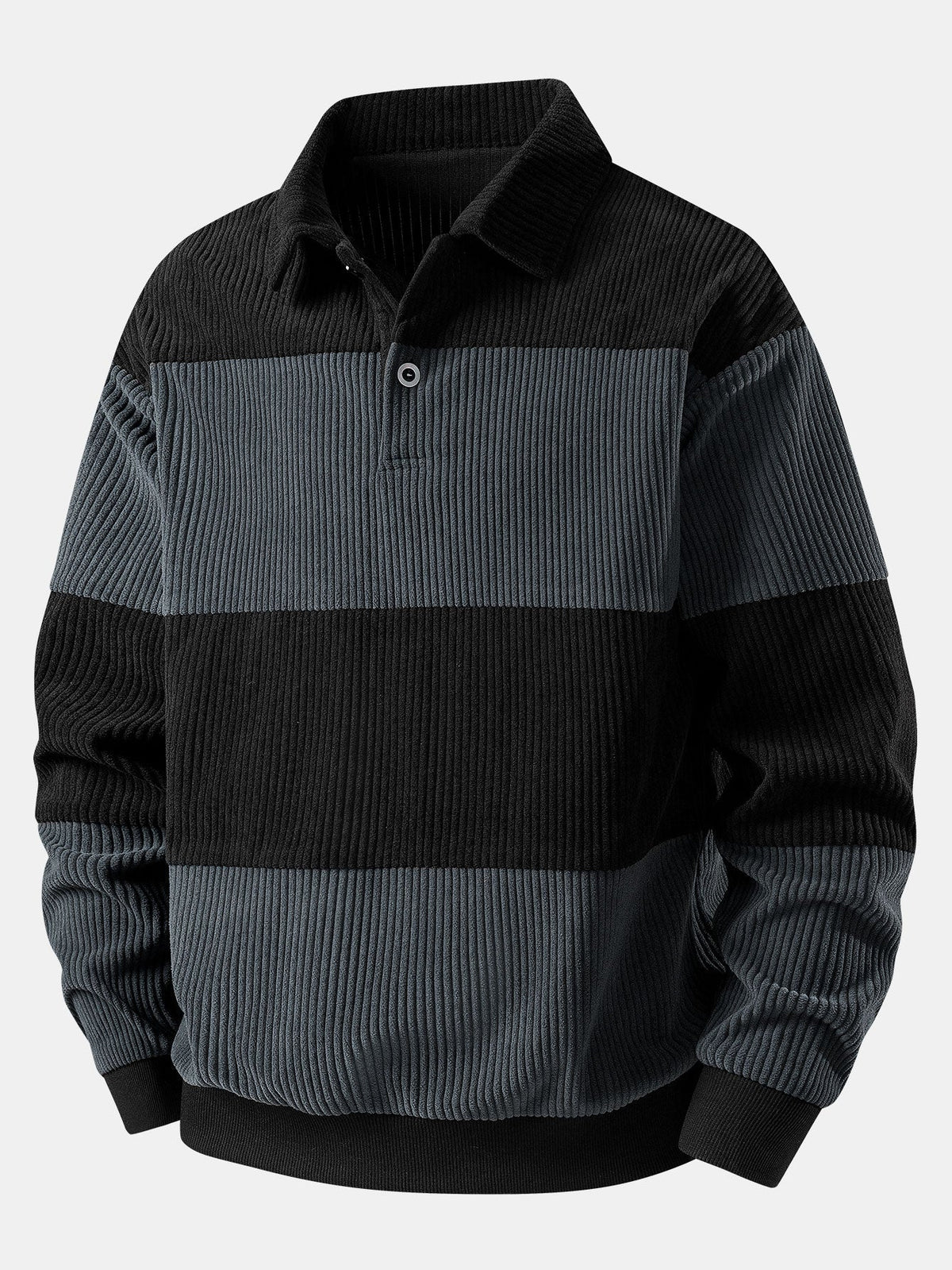 Men’s Corduroy Polo Sweatshirt – Relaxed Retro Layer for Autumn and Winter