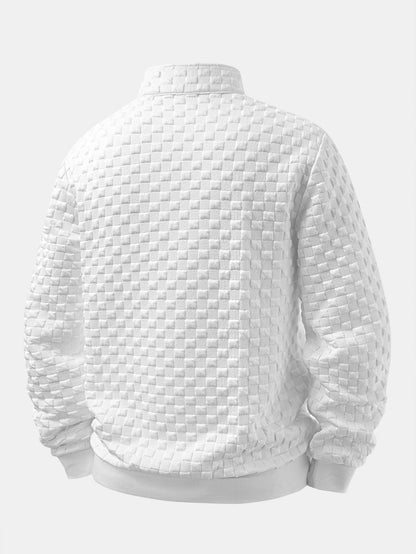 Men’s Jacquard Quarter-Zip Sweatshirt – Textured Regular-Fit Layer for Autumn Weekends
