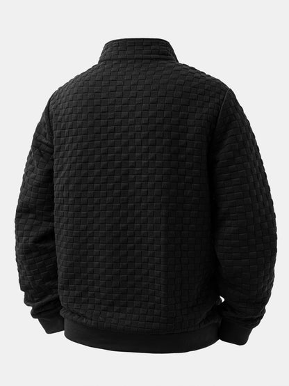 Men’s Jacquard Quarter-Zip Sweatshirt – Textured Regular-Fit Layer for Autumn Weekends