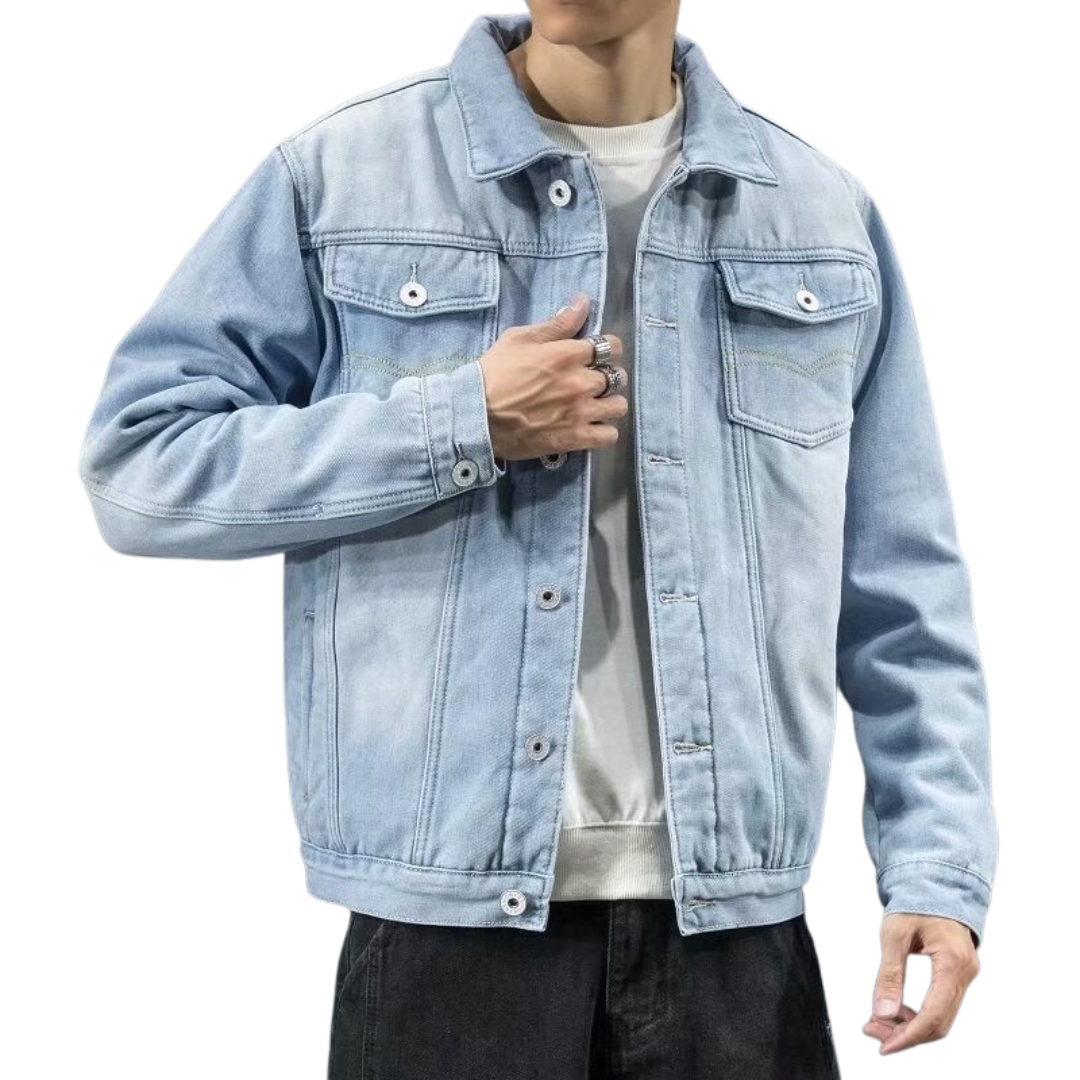 Men’s Fleece-Lined Denim Trucker Jacket – Warm Button-Front Layer with Relaxed Everyday Fit