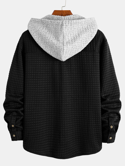 Men’s Waffle Hooded Shirt and Jogger Set – Textured Weekend Casualwear