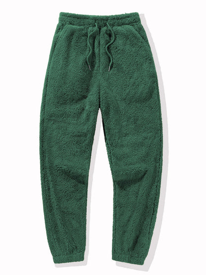 Men’s Plush Teddy Fleece Tracksuit – Relaxed Hoodie and Joggers for Winter Lounging
