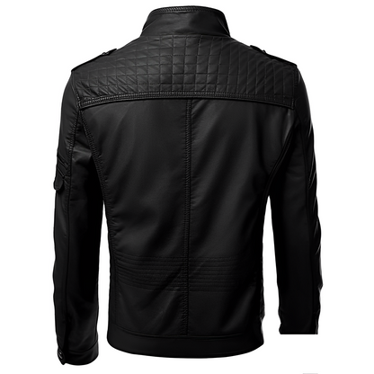 Men’s Multi-Zip Leather Biker Jacket – Structured Winter Layer for Urban Styling