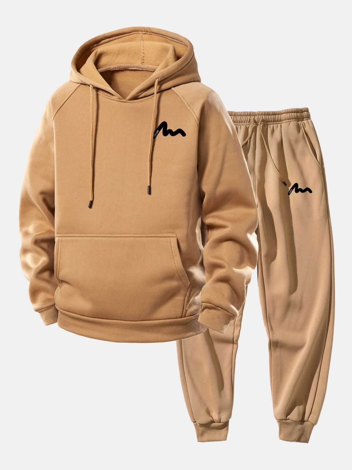 Men’s Printed Hoodie Tracksuit – Relaxed Polyester Jogger Set for Streetwear and Daily Wear