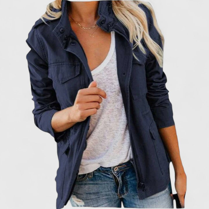 Women’s Parka – Utility Field Jacket with Flap Pockets and Waist Drawcord