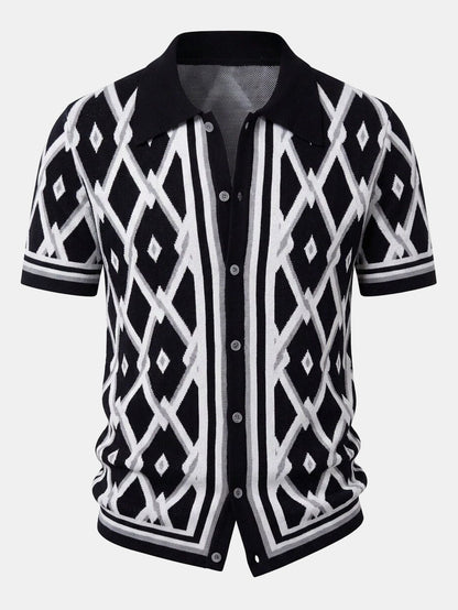 Men’s Viscose Knit Shirt and Tapered Trousers Set – Smart Casual Summer Outfit