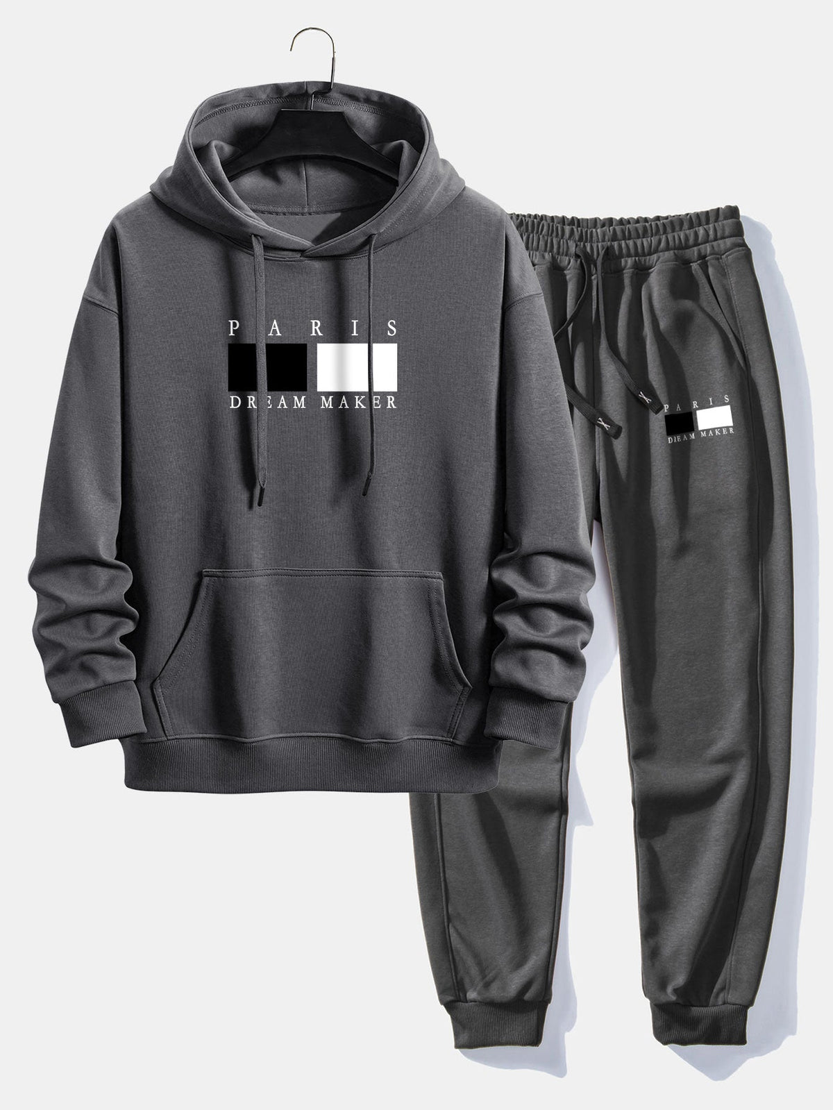 Men’s Relaxed Hoodie Tracksuit – Cotton Blend Jogger Set for Casual Everyday Wear