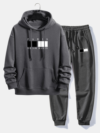 Men’s Relaxed Hoodie Tracksuit – Cotton Blend Jogger Set for Casual Everyday Wear