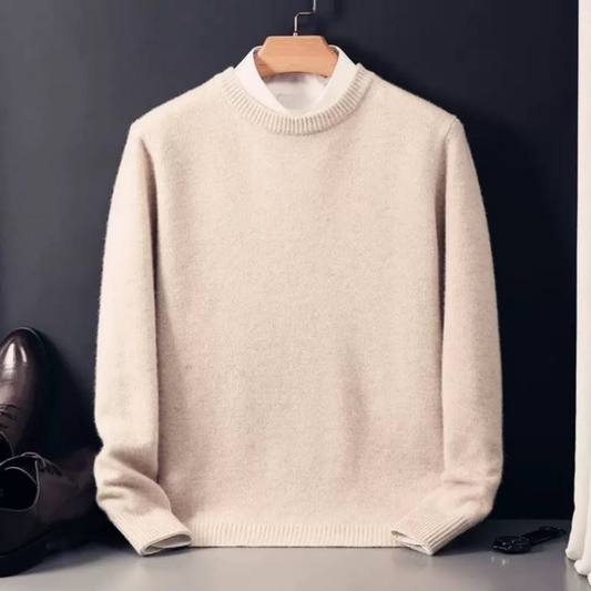 Men’s Classic Crew-Neck Winter Sweater – Soft Long-Sleeve Knit with Ribbed Trims for Smart Casual Wear