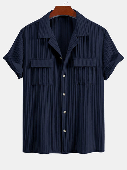 Men’s Textured Cuban Collar Shirt and Linen Blend Trouser Co-Ord for Summer Smart Casual Wear