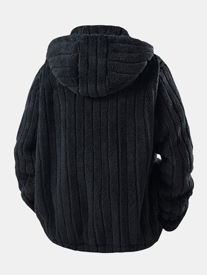 Men’s Zip-Up Teddy Fleece Tracksuit – Warm Relaxed Set for Winter Casual Wear