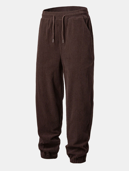 Men’s Ribbed Corduroy Tracksuit – Relaxed Hoodie and Tapered Joggers for Autumn Travel