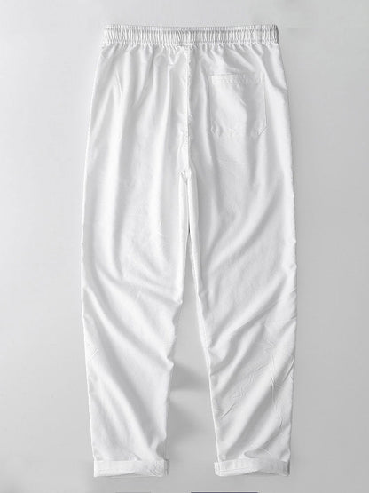 Men’s Open-Knit Button Shirt with Linen Blend Trousers – Breathable Summer Set