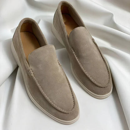 Men’s Suede Penny Loafers – Minimal Slip-On Design with Moc-Toe Stitching and Lightweight Casual Sole