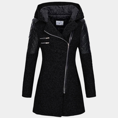 Women’s Hooded Coat – Asymmetric Zip with Tailored Waist