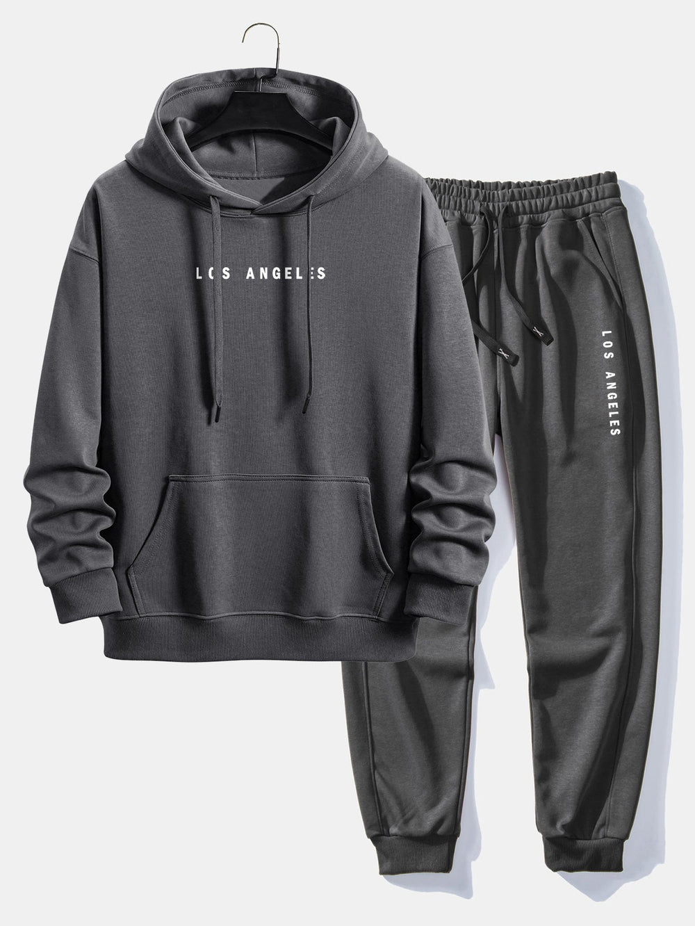 Men’s Relaxed Cotton Blend Hoodie Tracksuit – Printed Jogger Set for Casual City Wear