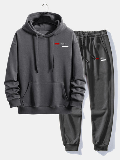 Men’s Relaxed Fit Tracksuit – Cotton Blend Hoodie and Joggers for Casual Streetwear