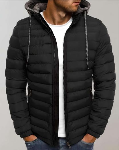 Men’s Lightweight Hooded Puffer Jacket – Quilted Zip Layer for Transitional Wear