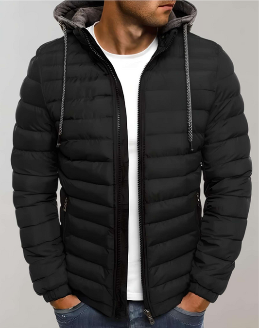 Men’s Lightweight Hooded Puffer Jacket – Quilted Zip Layer for Transitional Wear