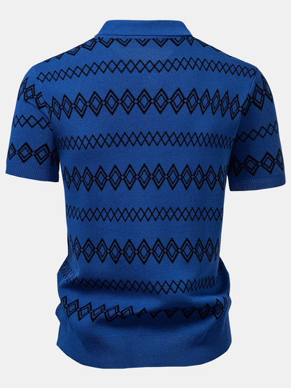 Men’s Knitted Button-Up Shirt Co-Ord with Slim Tapered Trousers for Smart Casual Wear