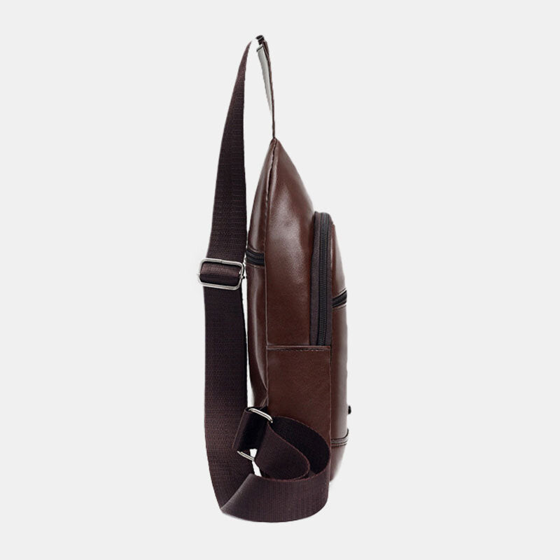 Men’s PU-Leather Sling Bag – Compact Crossbody Chest Pack with Adjustable Strap and Zip Pockets