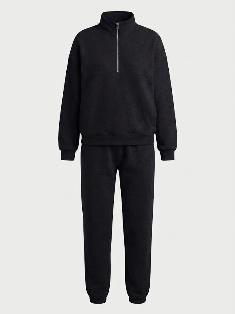 Women’s Half-Zip Sweatshirt Set – Relaxed Jogger Outfit for Travel and Everyday Wear
