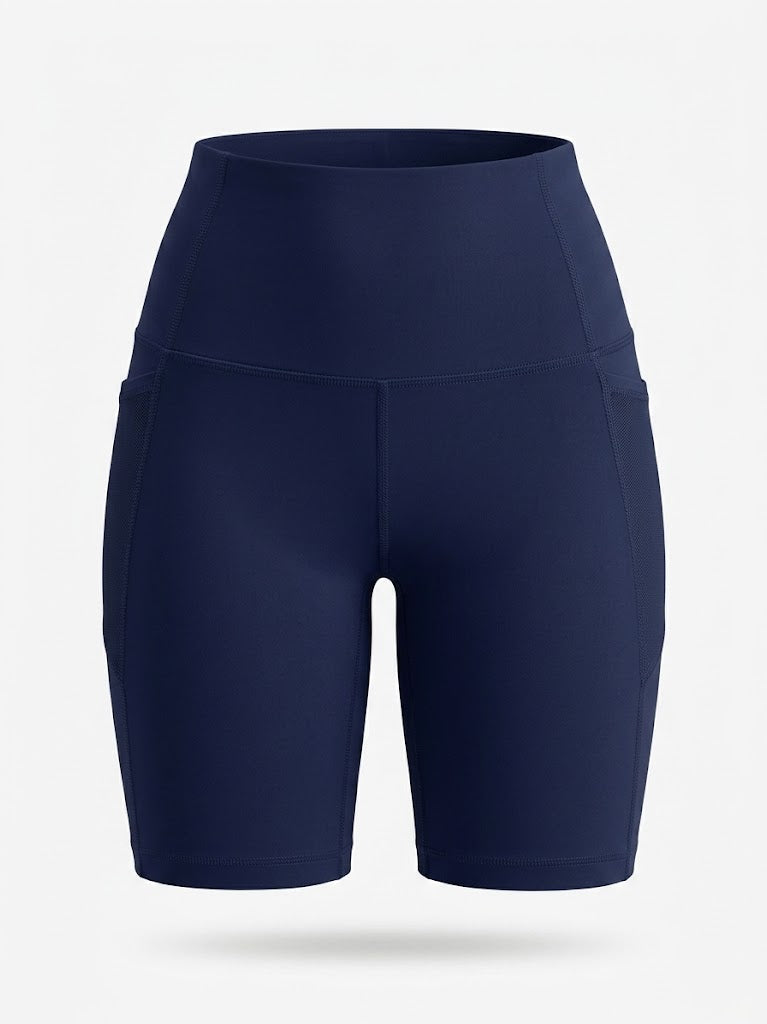 Women’s High-Waisted Cycling Shorts – Stretch Pocket Activewear for Training and Running