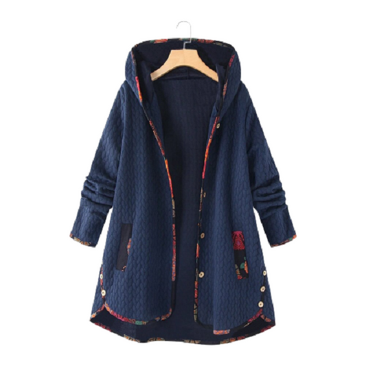 Women’s Hooded Quilted Coat – Longline Textured Layer for Relaxed Winter Styling