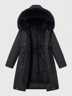 Women’s Longline Hooded Winter Coat – Plush Lined Layer with Faux Fur Trim