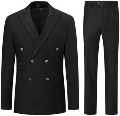 Men’s Double-Breasted Two-Piece Suit – Slim Tailoring for Business and Formal Events
