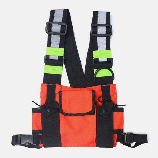 Unisex Reflective Oxford Chest Bag – Adjustable Utility Harness with Multi-Pocket Storage