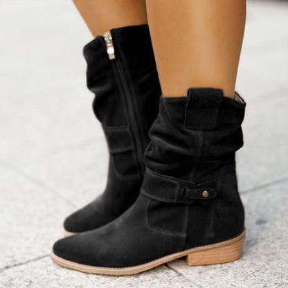 Women's Suede-Look Side Zip Knee-High Boots
