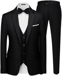 Men’s One-Button Three-Piece Suit – Streamlined Formal Set for Weddings and Business