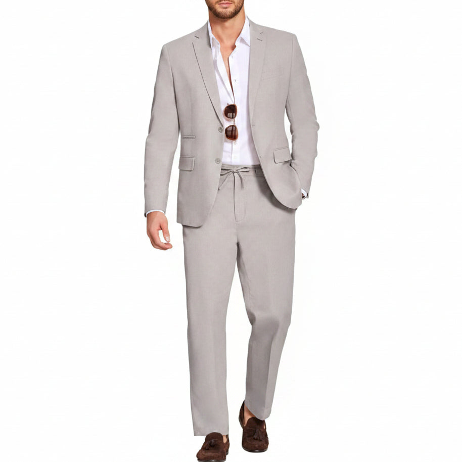 Men’s Lightweight Linen-Blend Suit Set – Relaxed Tailoring for Summer Events