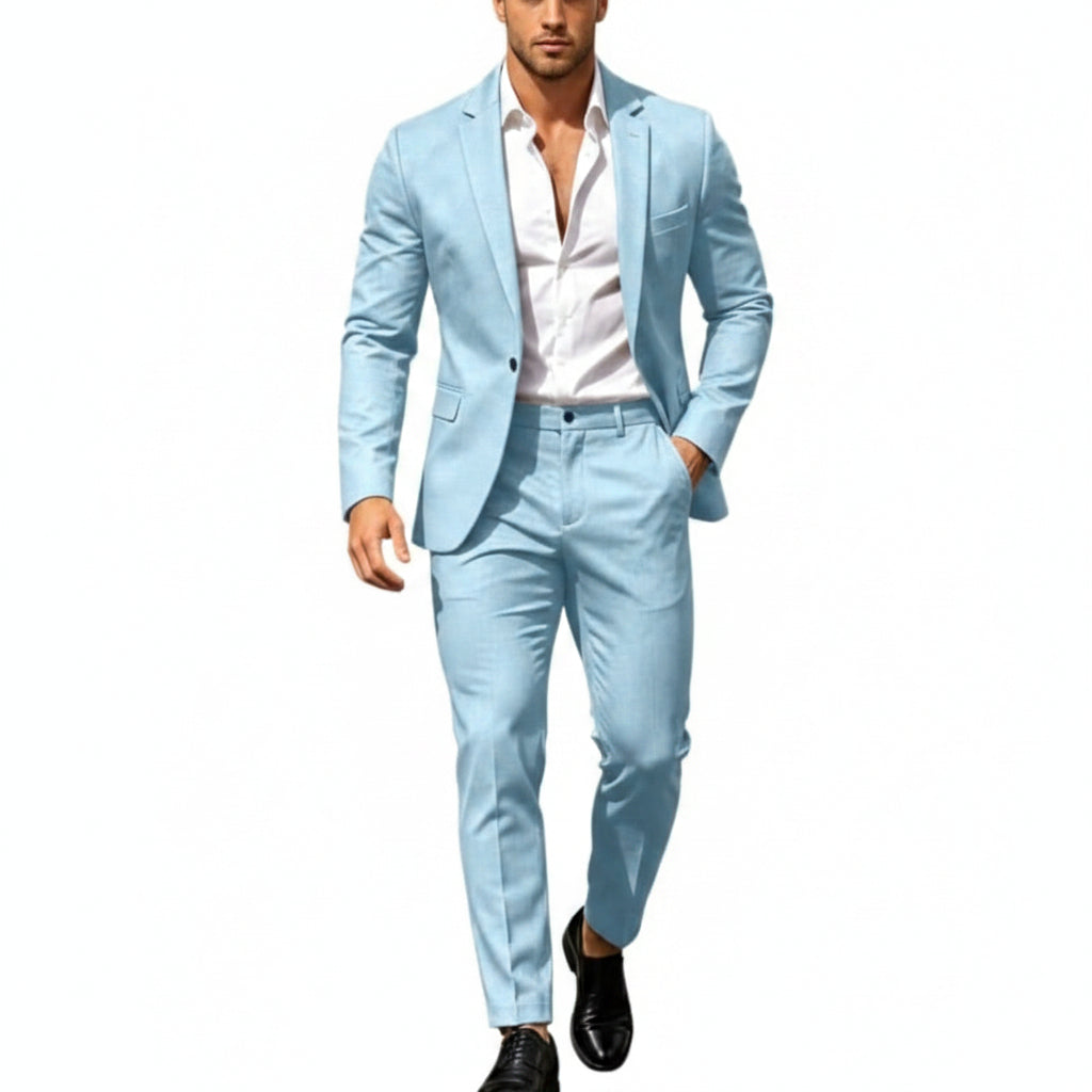 Men’s Modern Two-Piece Suit – Single-Button Blazer Set for Celebrations and Business