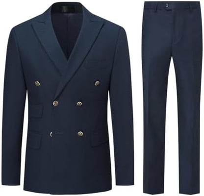 Men’s Double-Breasted Two-Piece Suit – Slim Tailoring for Business and Formal Events