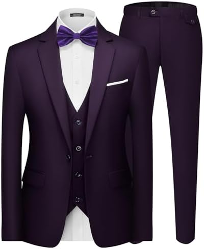 Men’s One-Button Three-Piece Suit – Streamlined Formal Set for Weddings and Business