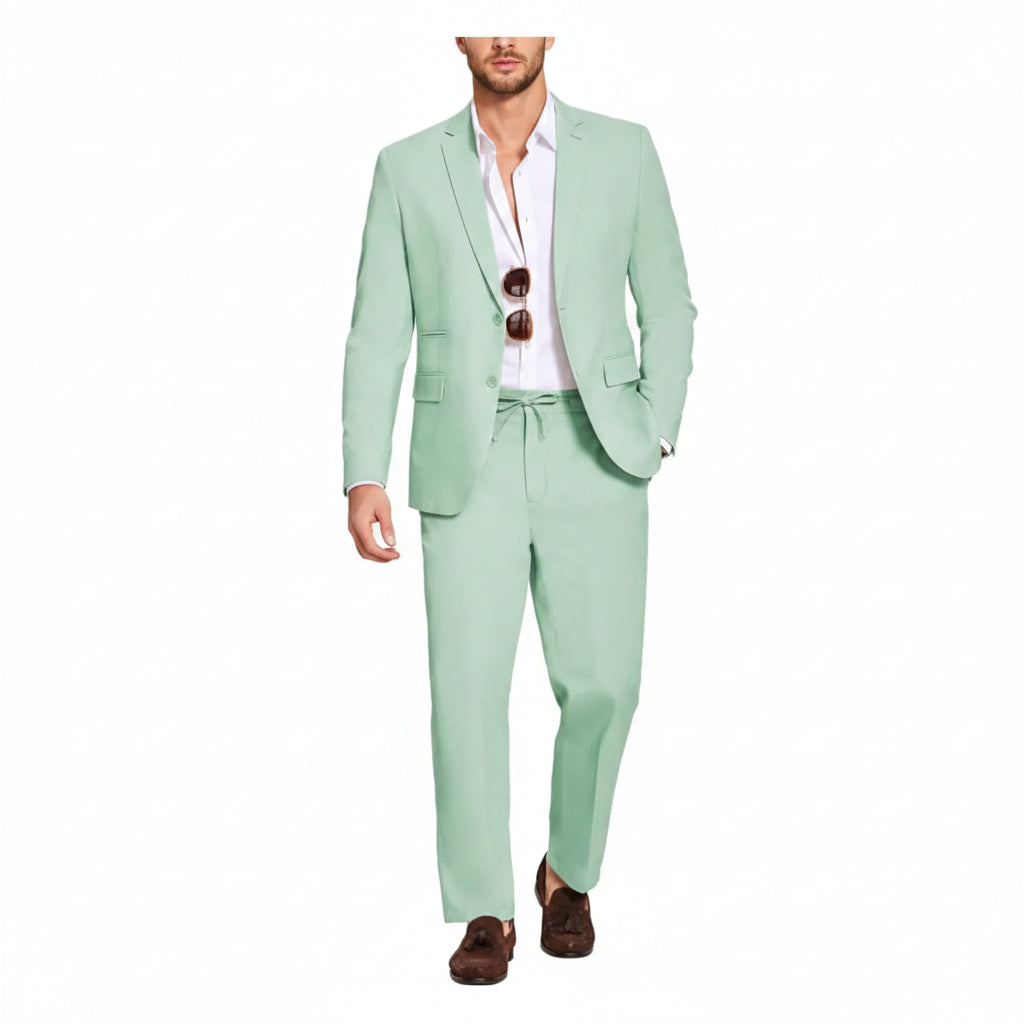 Men’s Lightweight Linen-Blend Suit Set – Relaxed Tailoring for Summer Events