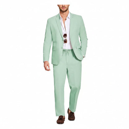 Men’s Lightweight Linen-Blend Suit Set – Relaxed Tailoring for Summer Events