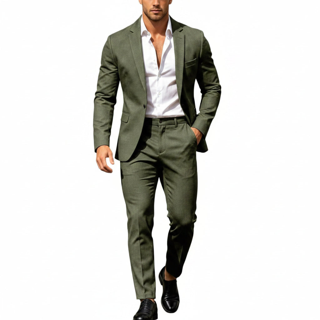 Men’s Modern Two-Piece Suit – Single-Button Blazer Set for Celebrations and Business