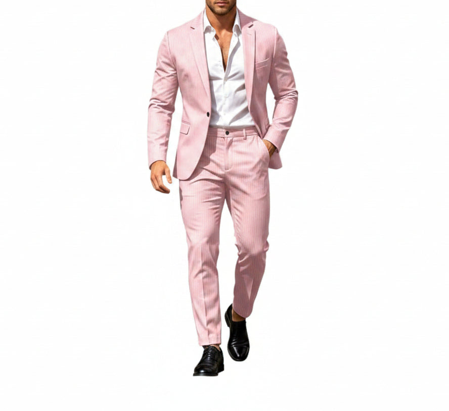 Men’s Modern Two-Piece Suit – Single-Button Blazer Set for Celebrations and Business