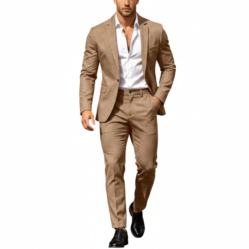 Men’s Modern Two-Piece Suit – Single-Button Blazer Set for Celebrations and Business