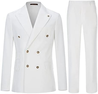 Men’s Double-Breasted Tailored Suit – Slim Formal Set for Weddings and Business