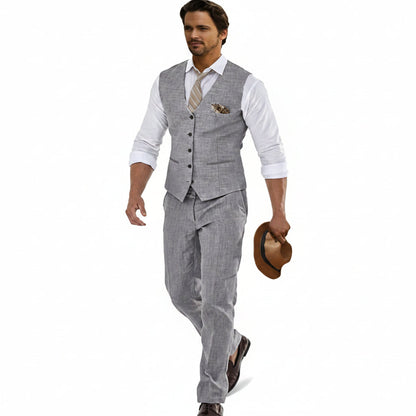 Men’s Linen Waistcoat and Trouser Set – Lightweight Summer Tailoring for Weddings and Events