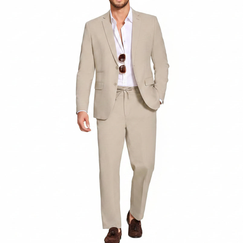 Men’s Lightweight Linen-Blend Suit Set – Relaxed Tailoring for Summer Events